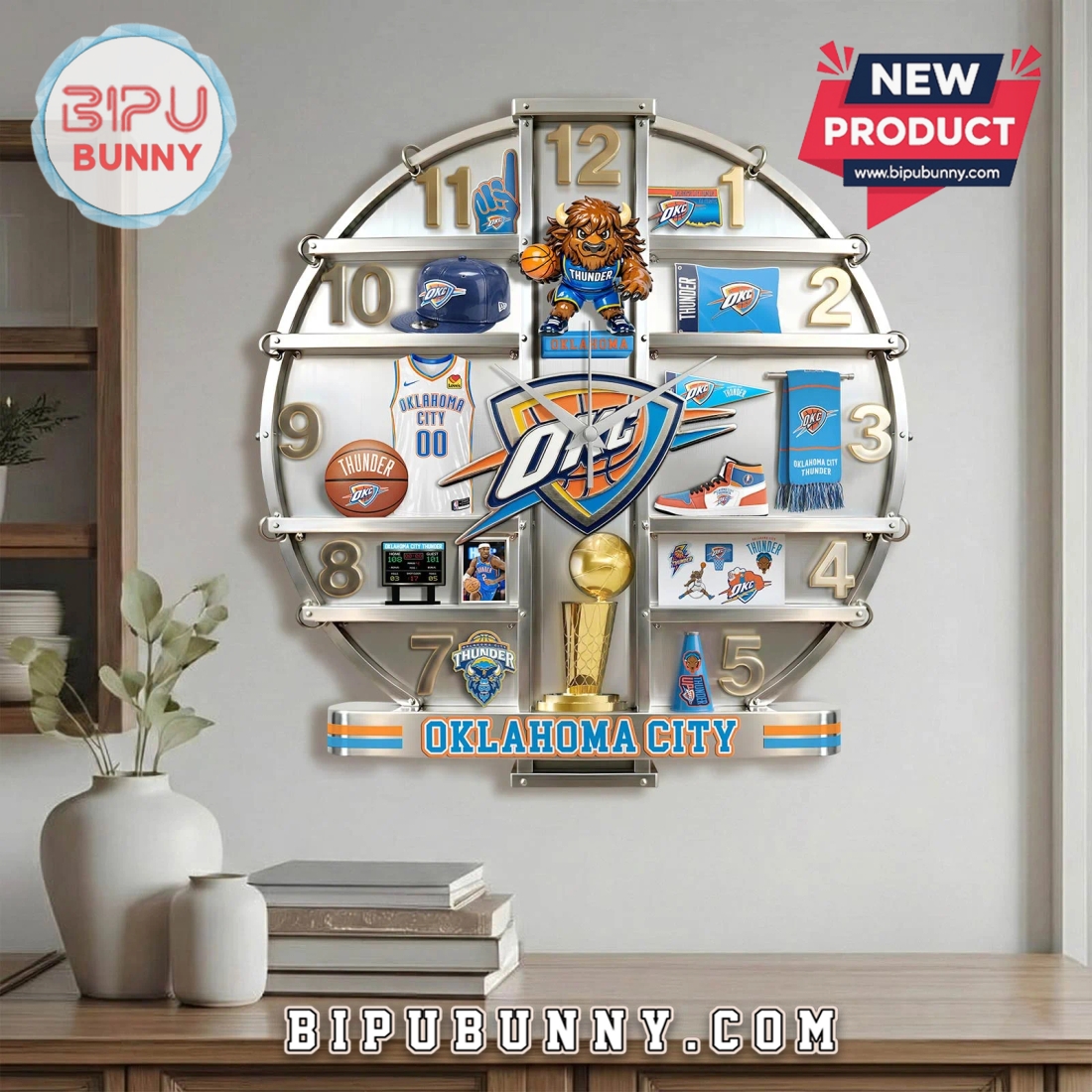 Oklahoma City Thunder 3D Visual Effect Home Decor Wall Clock Oklahoma City Thunder 3D Visual Effect Home Decor Wall Clock