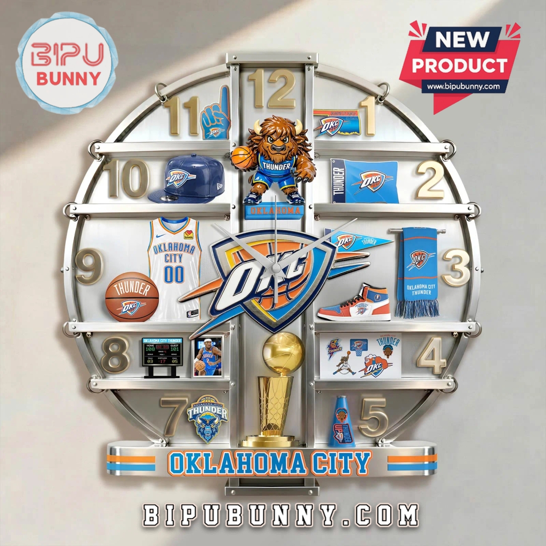 Oklahoma City Thunder 3D Visual Effect Home Decor Wall Clock Oklahoma City Thunder 3D Visual Effect Home Decor Wall Clock
