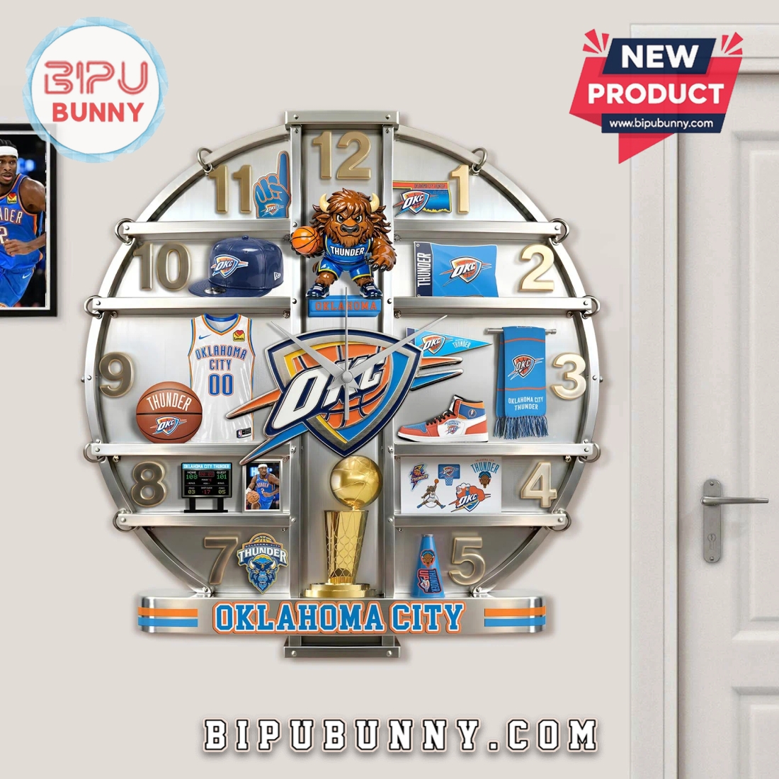 Oklahoma City Thunder 3D Visual Effect Home Decor Wall Clock Oklahoma City Thunder 3D Visual Effect Home Decor Wall Clock