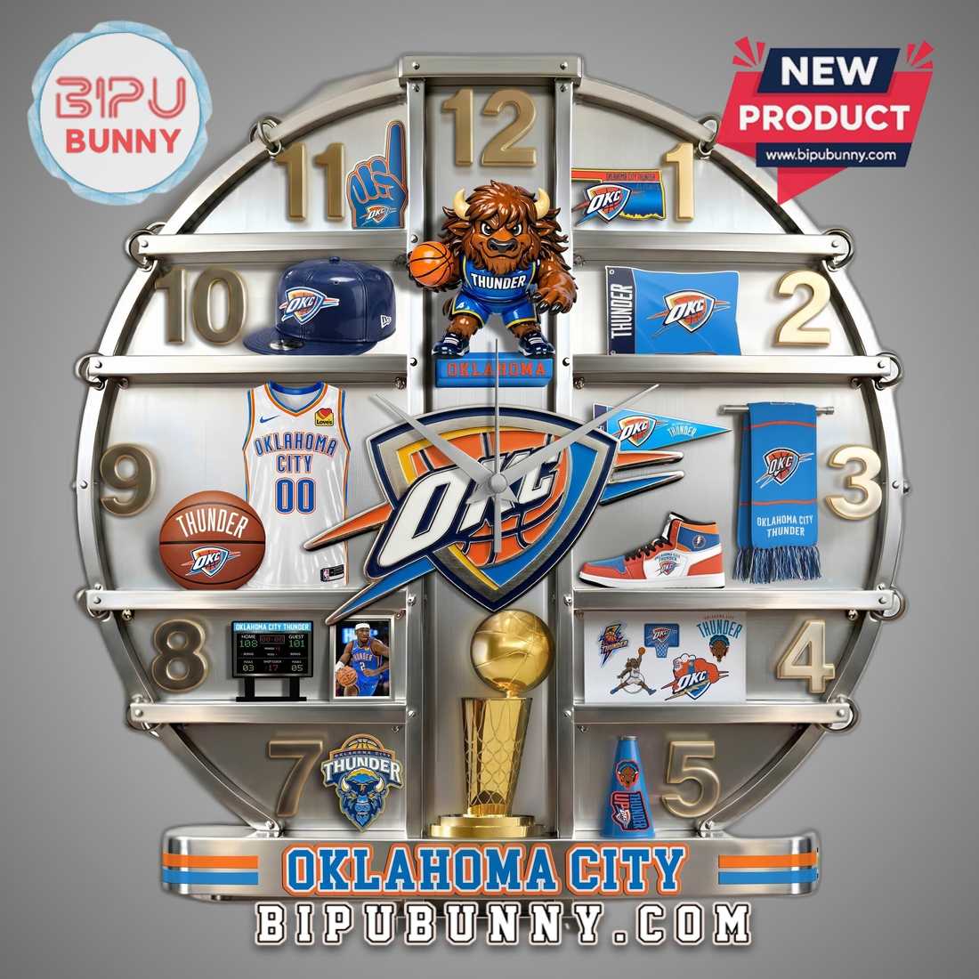 Oklahoma City Thunder 3D Visual Effect Home Decor Wall Clock Oklahoma City Thunder 3D Visual Effect Home Decor Wall Clock
