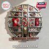Oklahoma Sooners themed wall clock with football memorabilia inside, including helmet, jersey, and mascot.!