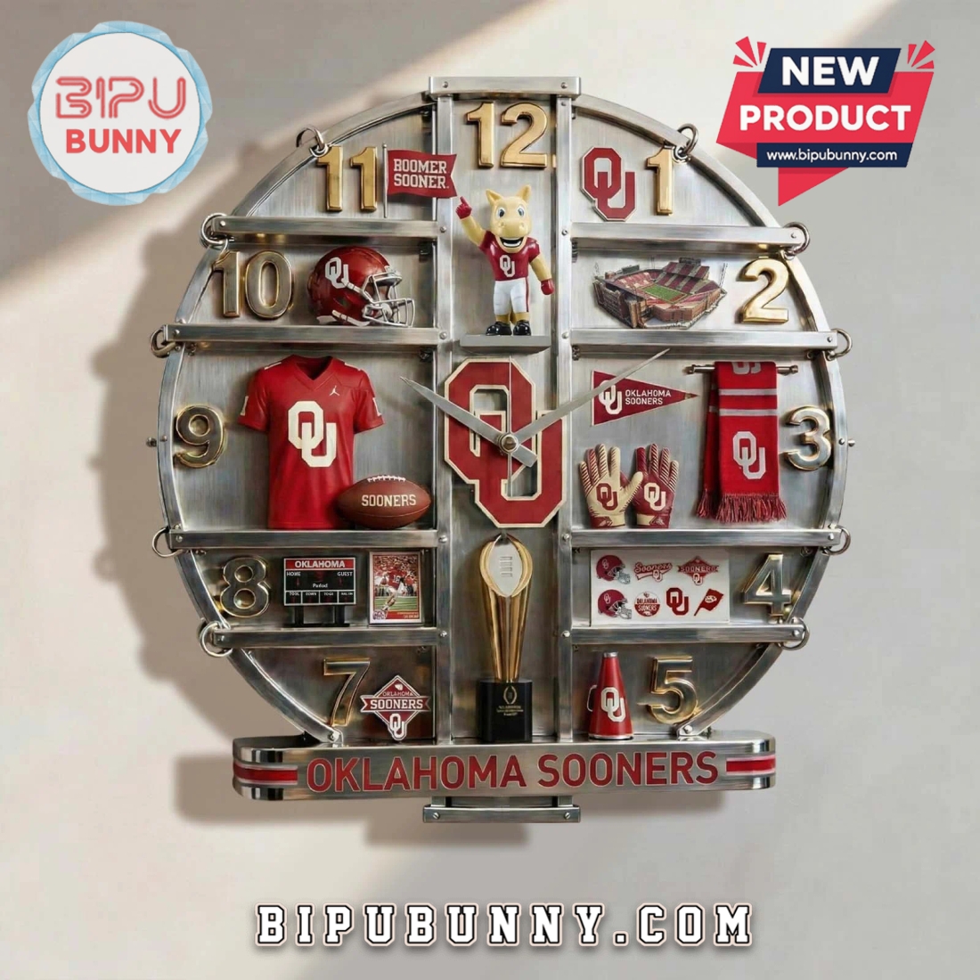 Oklahoma Sooners 3D Visual Effect Home Decor Wall Clock Oklahoma Sooners 3D Visual Effect Home Decor Wall Clock