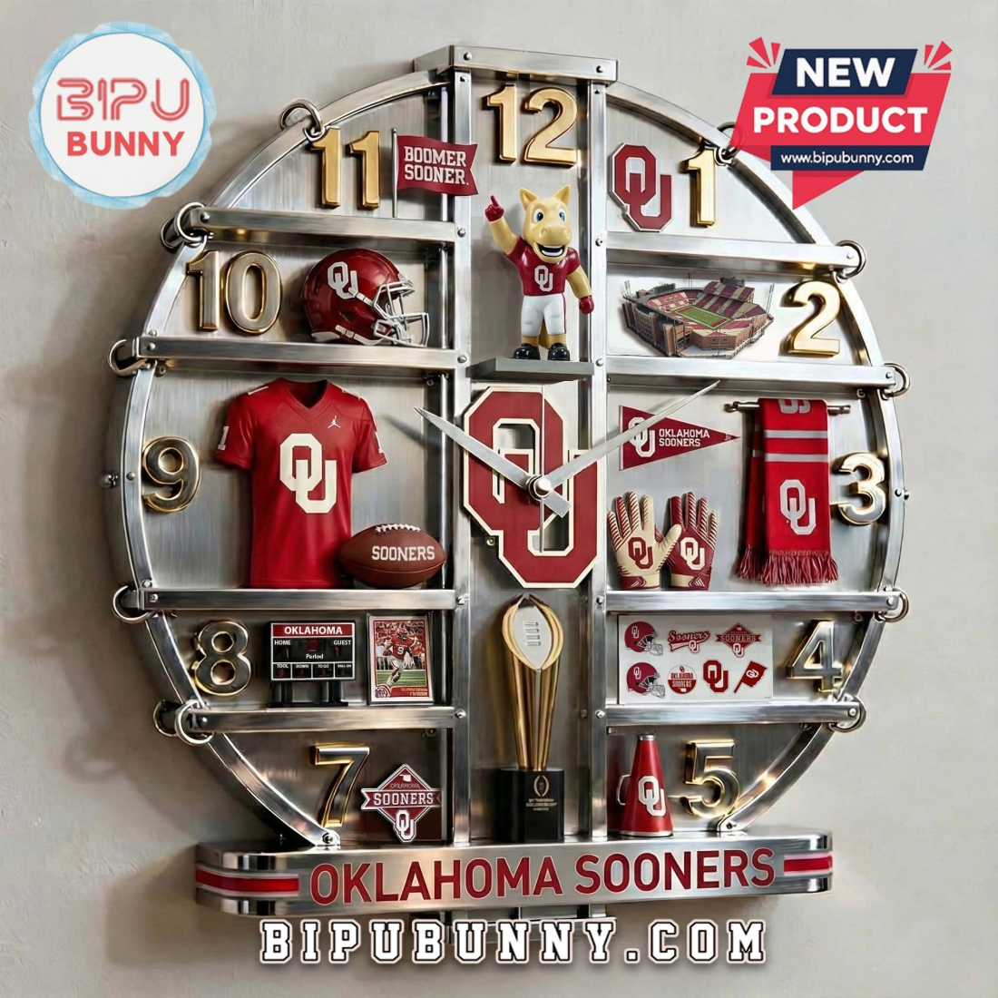 Oklahoma Sooners 3D Visual Effect Home Decor Wall Clock Oklahoma Sooners 3D Visual Effect Home Decor Wall Clock