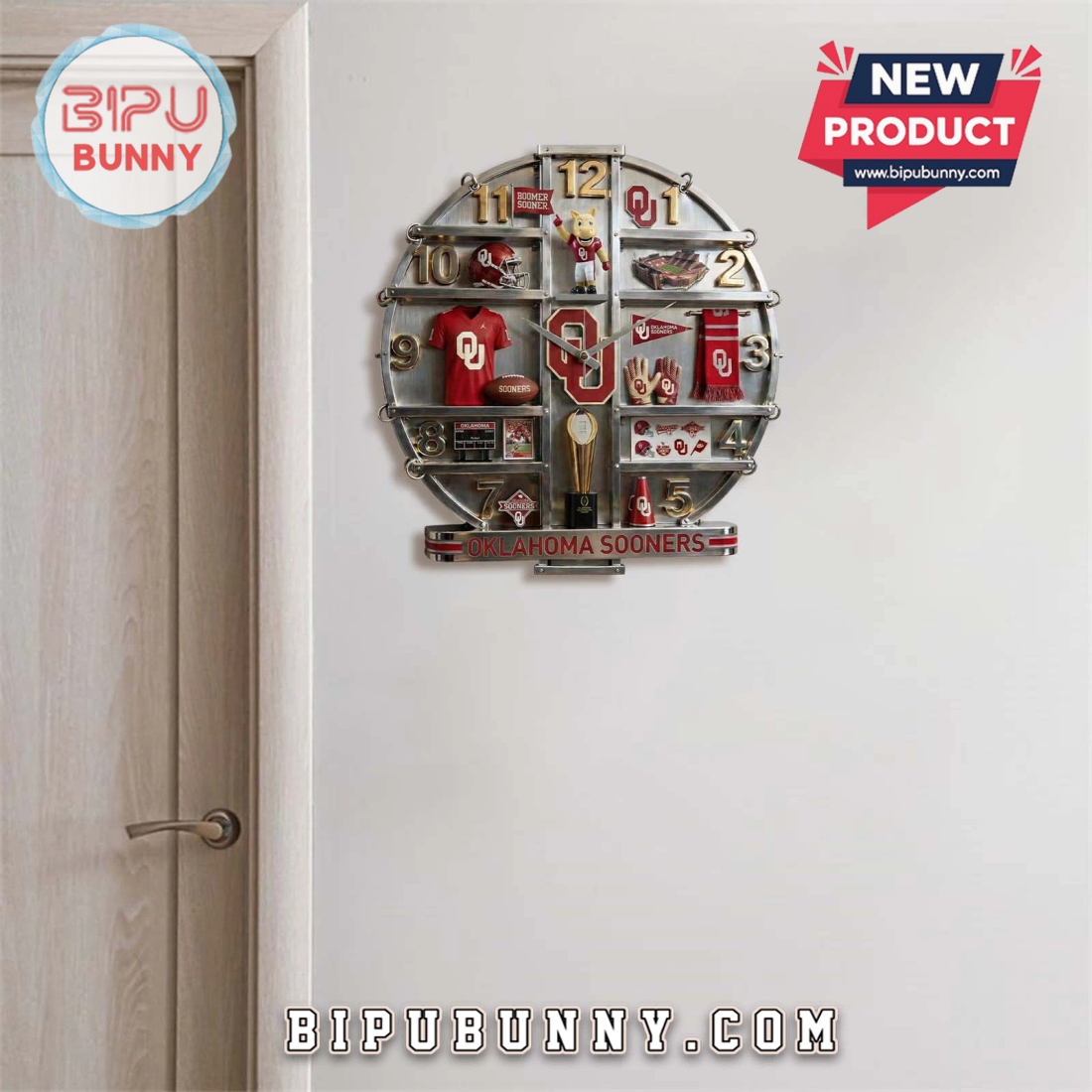 Oklahoma Sooners 3D Visual Effect Home Decor Wall Clock Oklahoma Sooners 3D Visual Effect Home Decor Wall Clock