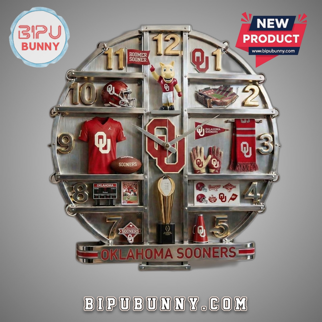 Oklahoma Sooners 3D Visual Effect Home Decor Wall Clock Oklahoma Sooners 3D Visual Effect Home Decor Wall Clock