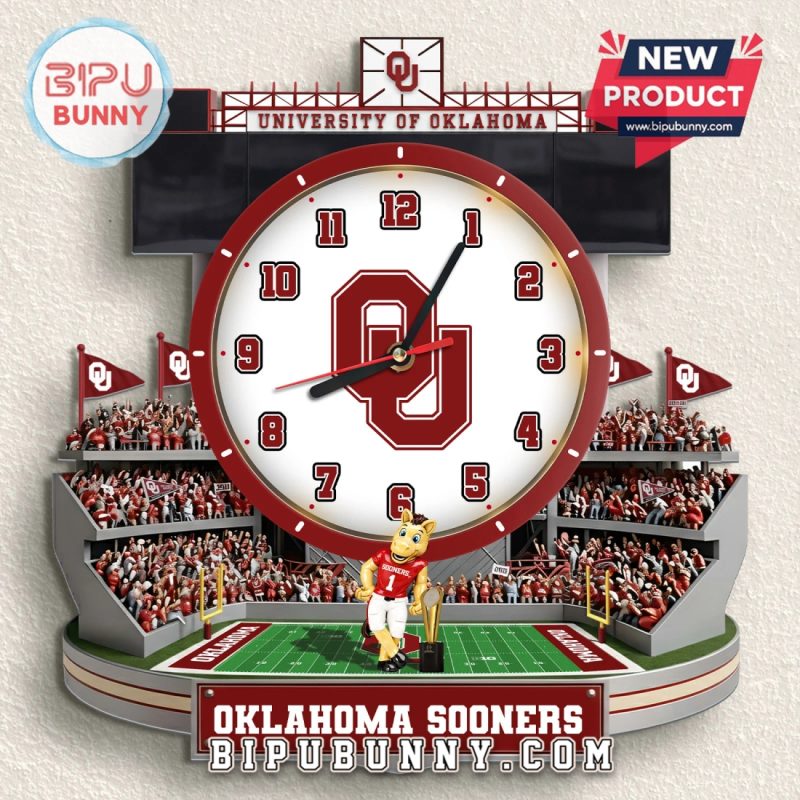 Oklahoma Sooners Stadium 3D Effect Decorative Wall Clock