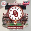 University of Oklahoma Sooners stadium clock with Boomer mascot on the field and a logo clock face!