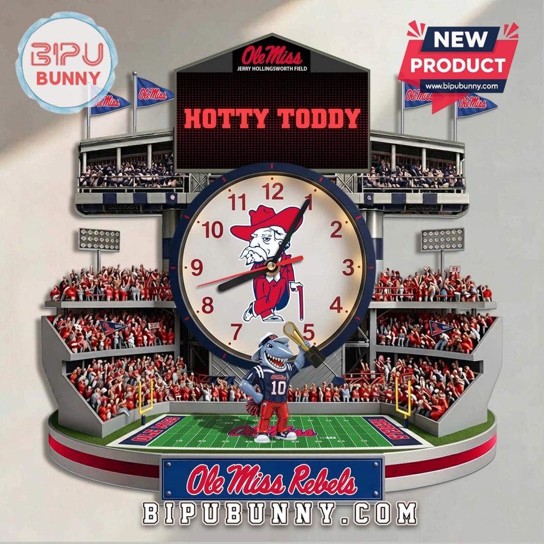 Ole Miss Rebels Stadium 3D Visual Effect Wall Decor Clock Ole Miss Rebels Stadium 3D Visual Effect Wall Decor Clock