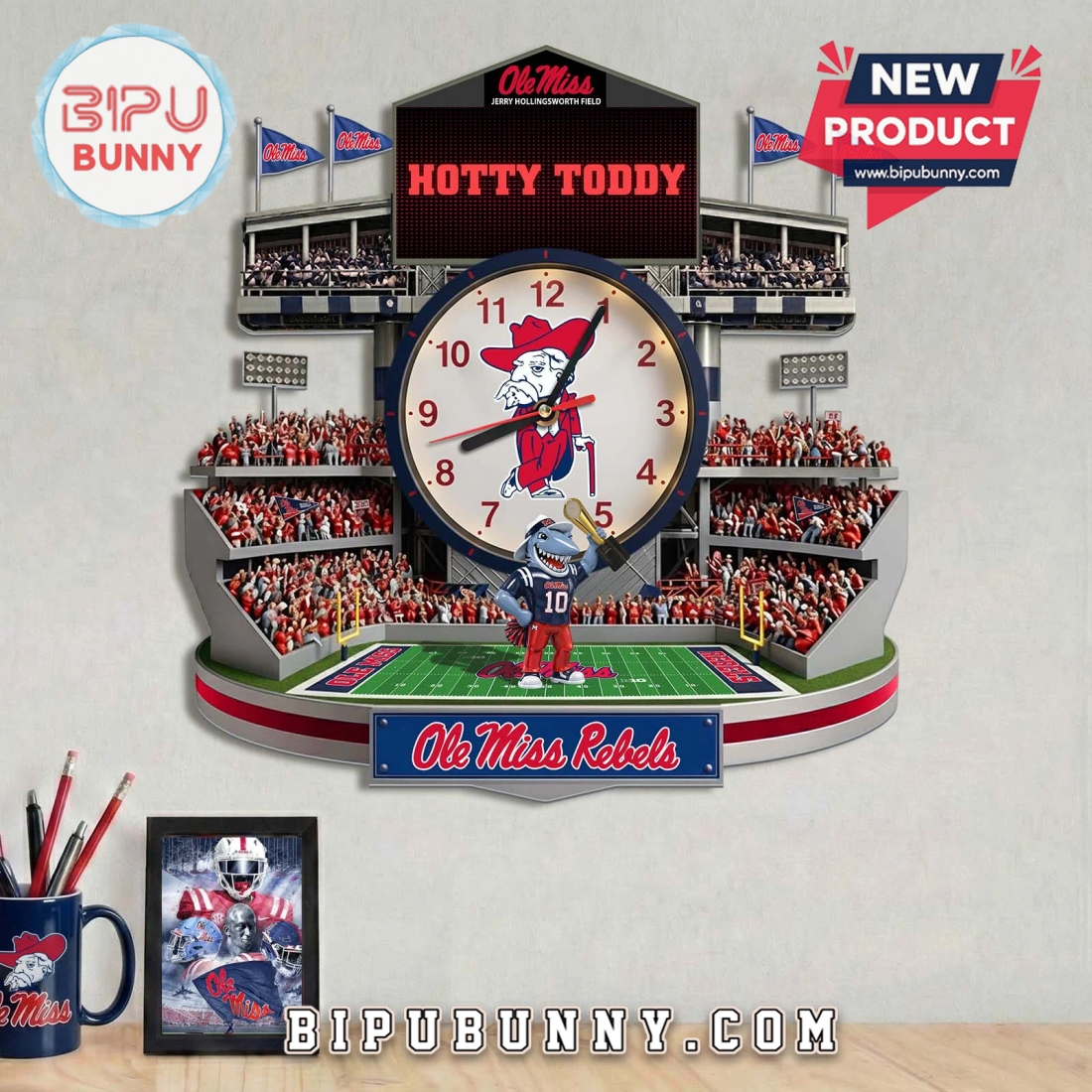Ole Miss Rebels Stadium 3D Visual Effect Wall Decor Clock Ole Miss Rebels Stadium 3D Visual Effect Wall Decor Clock