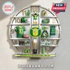 Oregon Ducks themed wall clock with team memorabilia in each hour slot and the 'O' logo as the central clock face.!