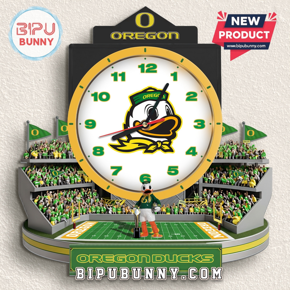 Oregon Ducks 3D Stadium Visual Effect Decorative Wall Clock Oregon Ducks 3D Stadium Visual Effect Decorative Wall Clock