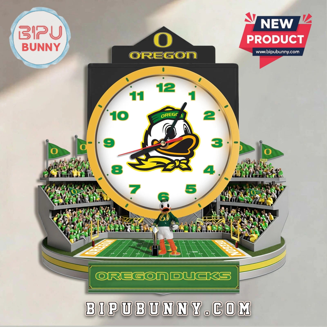 Oregon Ducks 3D Stadium Visual Effect Decorative Wall Clock Oregon Ducks 3D Stadium Visual Effect Decorative Wall Clock