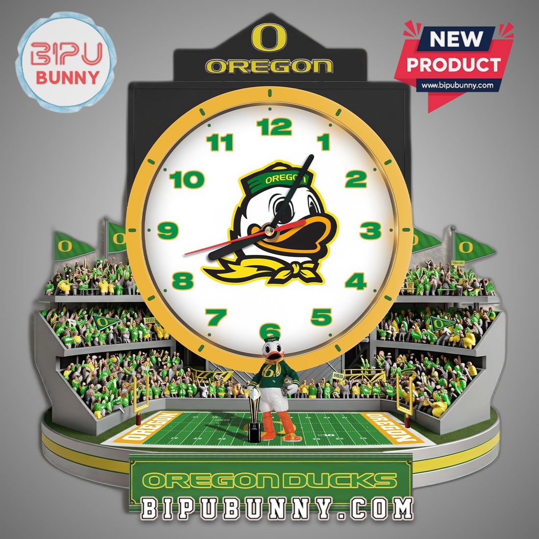 Oregon Ducks 3D Stadium Visual Effect Decorative Wall Clock Oregon Ducks 3D Stadium Visual Effect Decorative Wall Clock