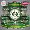 Oregon Ducks football stadium clock with mascot, scoreboard reading Touchdown, and crowd detail.!