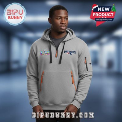 Patriots Conference Champions Super Bowl Grey Half-Zip Hoodie