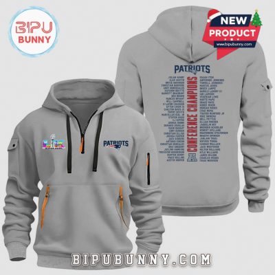 Patriots Conference Champions Super Bowl Grey Half-Zip Hoodie