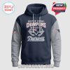 Navy hoodie with gray sleeves, Patriots logo, 