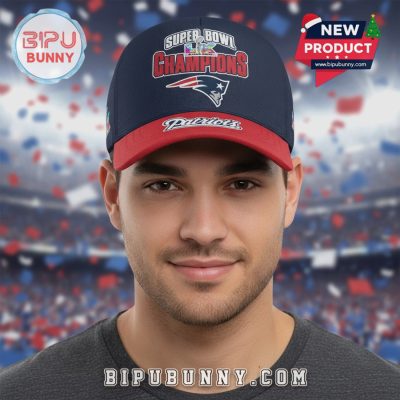 Patriots Super Bowl LIII Champions Navy Red Adjustable Baseball Cap