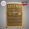 Gold Zippo lighter featuring Arsenal logo, stadium, 'Come On You Gunners' and personalized 'Your Name' text.!
