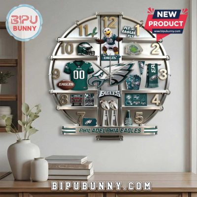 Philadelphia Eagles 3D Effect Fan Collectible Wall Decor Clock Philadelphia Eagles 3D Effect Fan Collectible Wall Decor Clock