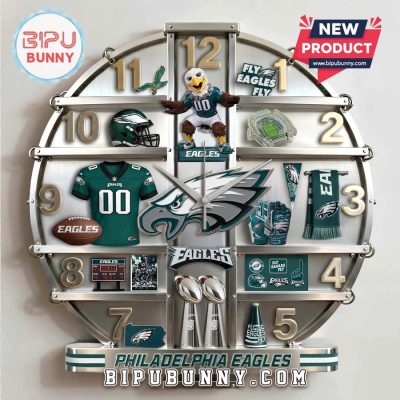 Philadelphia Eagles 3D Effect Fan Collectible Wall Decor Clock