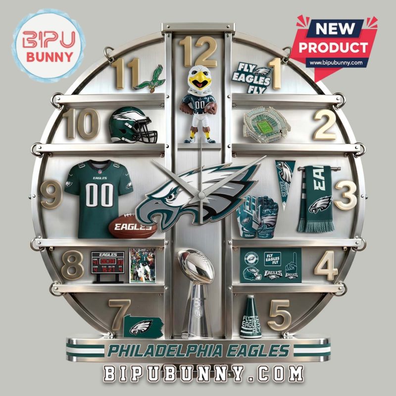 Philadelphia Eagles 3D Effect NFL Team Wall Decor Clock