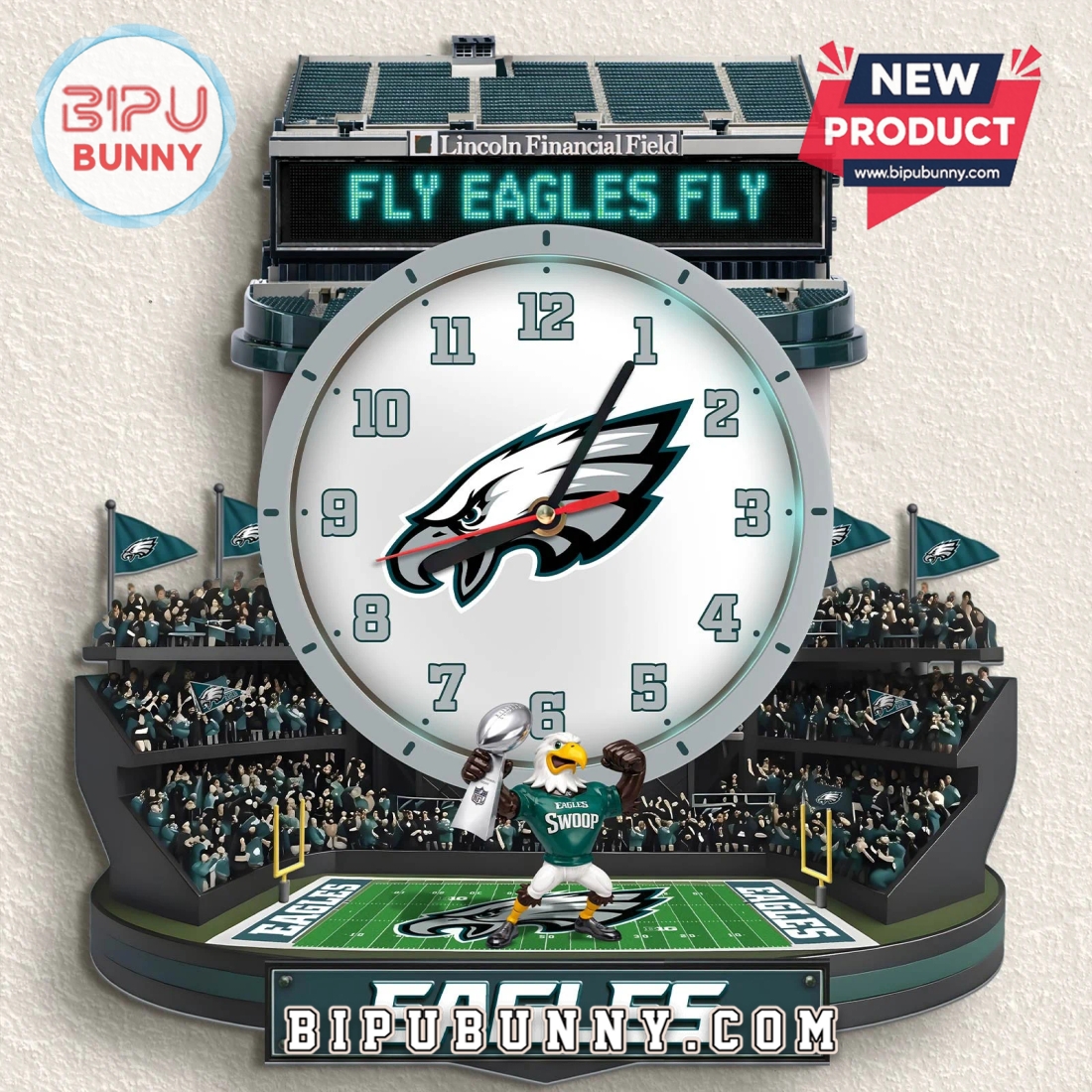 Philadelphia Eagles 3D Stadium Visual Effect Decorative Wall Clock Philadelphia Eagles 3D Stadium Visual Effect Decorative Wall Clock