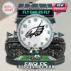 Philadelphia Eagles stadium clock featuring the team logo and mascot.!