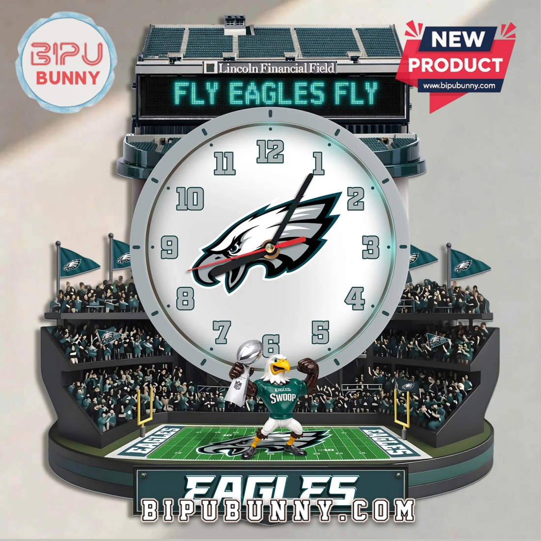 Philadelphia Eagles 3D Stadium Visual Effect Decorative Wall Clock Philadelphia Eagles 3D Stadium Visual Effect Decorative Wall Clock