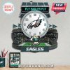 Philadelphia Eagles wall clock featuring the stadium, logo, mascot Swoop, and 'Fly Eagles Fly' text.!