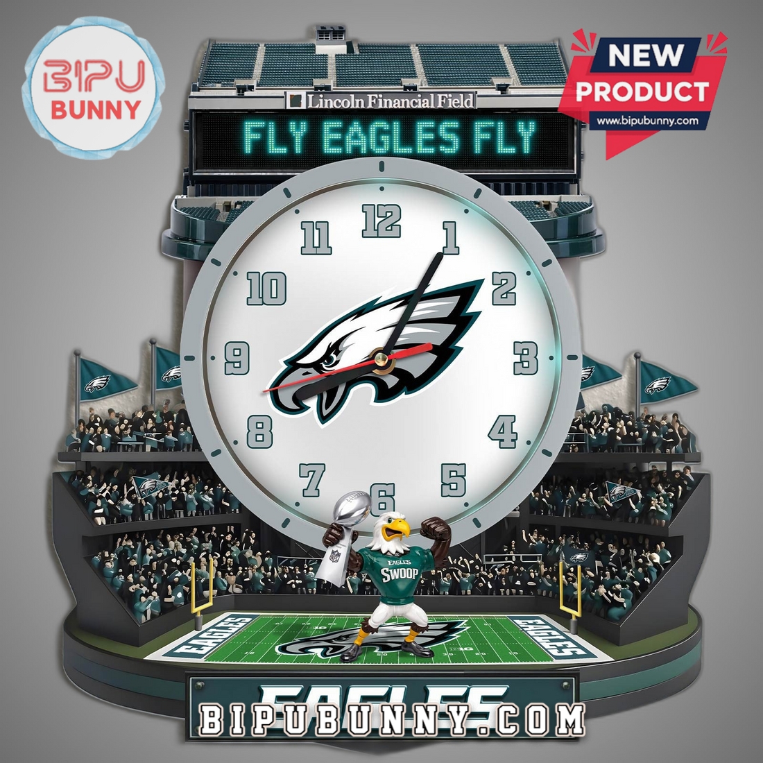 Philadelphia Eagles 3D Stadium Visual Effect Decorative Wall Clock Philadelphia Eagles 3D Stadium Visual Effect Decorative Wall Clock