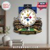 Pittsburgh Steelers stadium wall clock featuring Steely McBeam mascot and team logo!