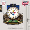 Pittsburgh Steelers stadium clock with team logo, mascot, and crowd design.!