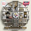 Pittsburgh Steelers fan gear clock featuring jersey, football, stadium, logo, scarf, and more!