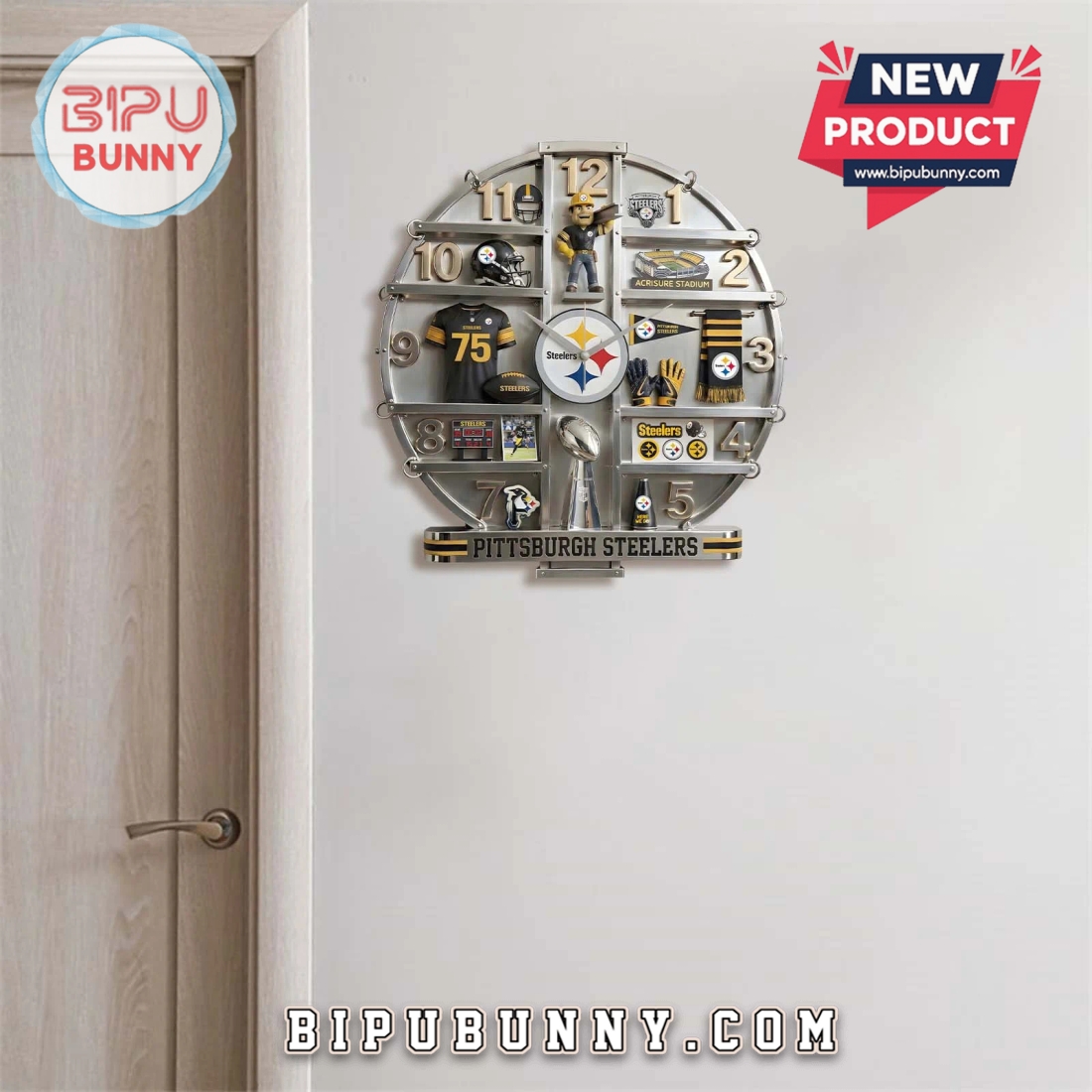 Pittsburgh Steelers 3D Visual Effect Home Decor Wall Clock Pittsburgh Steelers 3D Visual Effect Home Decor Wall Clock