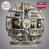 Pittsburgh Steelers-themed clock featuring team logos, jerseys, stadium, and memorabilia.!