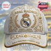 White baseball cap with 'Real Madrid', team logo, '1902-2026 124th Anniversary', and 'Hala Madrid Y Nada Mas' text!