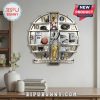 San Antonio Spurs themed wall clock featuring team memorabilia on shelves.!