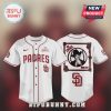 Front & back of baseball jersey with Padres logo, Bruno Mars portrait, and 'The Romantic' text.!