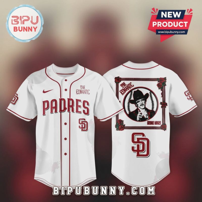 San Diego Padres Bruno Mars The Romantic Tour Baseball Jersey San Diego Padres Bruno Mars The Romantic Tour Baseball Jersey