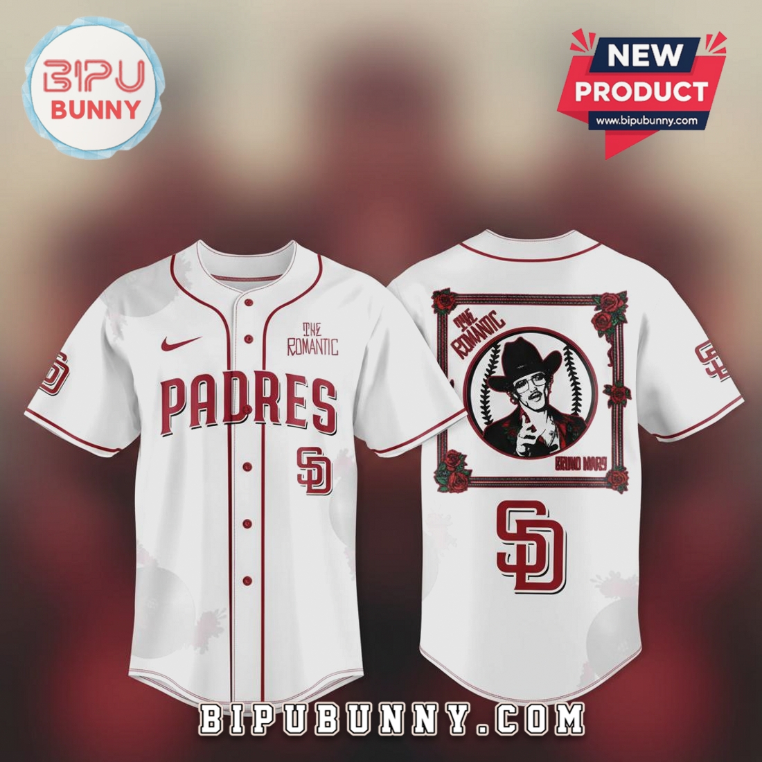 San Diego Padres Bruno Mars The Romantic Tour Baseball Jersey San Diego Padres Bruno Mars The Romantic Tour Baseball Jersey