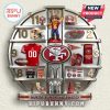 San Francisco 49ers themed wall clock with team logo, jersey, helmet, and stadium visuals as hour markers.!