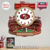 San Francisco 49ers stadium clock with team logo, field, and scoreboard design.!