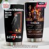 Scream 7 tumbler featuring Ghostface, Woodsboro welcome quote and cast images.!