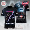 Scream 7 movie all-over print tee shirt with Ghostface, cast portraits, and autographs!