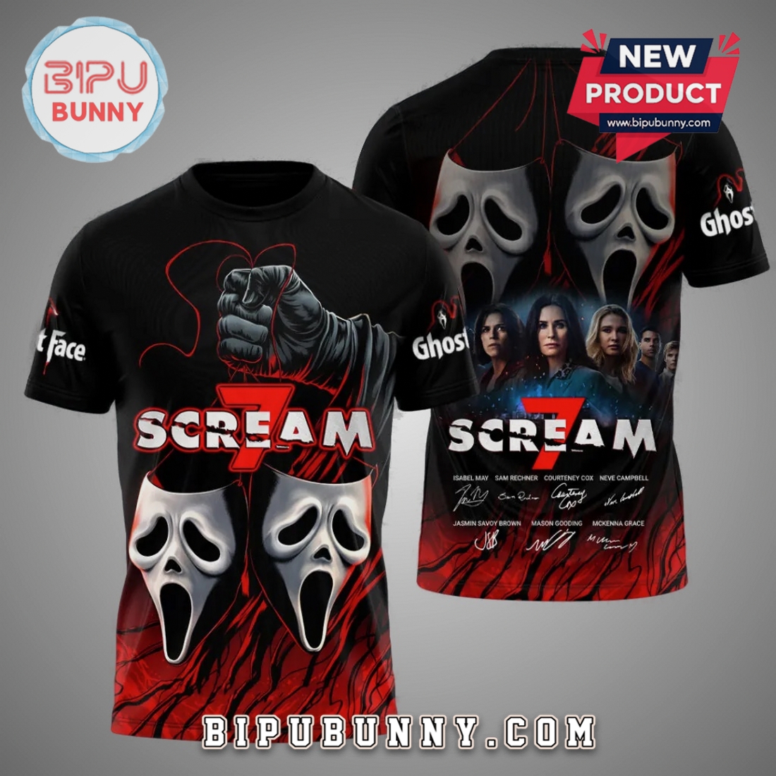 Scream 7 Movie Ghostface 3D Premium Fan T-Shirt Scream 7 Movie Ghostface 3D Premium Fan T-Shirt