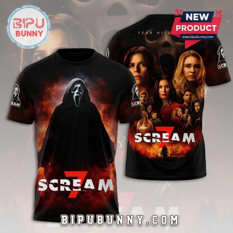 Scream 7 Movie Ghostface Fear Hits Home 3D Graphic Print T-Shirt Scream 7 Movie Ghostface Fear Hits Home 3D Graphic Print T-Shirt