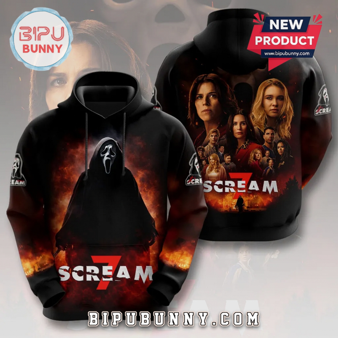 Scream 7 Movie Ghostface Fear Hits Home 3D Graphic Print T-Shirt Scream 7 Movie Ghostface Fear Hits Home 3D Graphic Print T-Shirt
