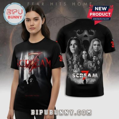 Scream 7 Movie Poster Fear Hits Home Graphic Print Unisex T-Shirt