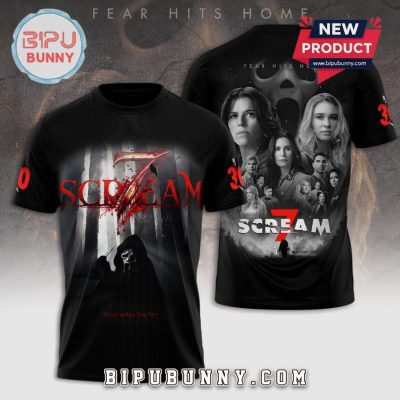 Scream 7 Movie Poster Fear Hits Home Graphic Print Unisex T-Shirt
